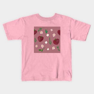 Strawberry and flower-motif Kids T-Shirt